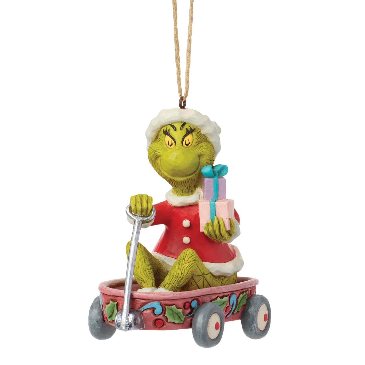 Grinch in Wagon Ornament / Grinch im Wihanchtswagen Anhänger - The Grinch by Jim Shore 6018965 Grinchfigur