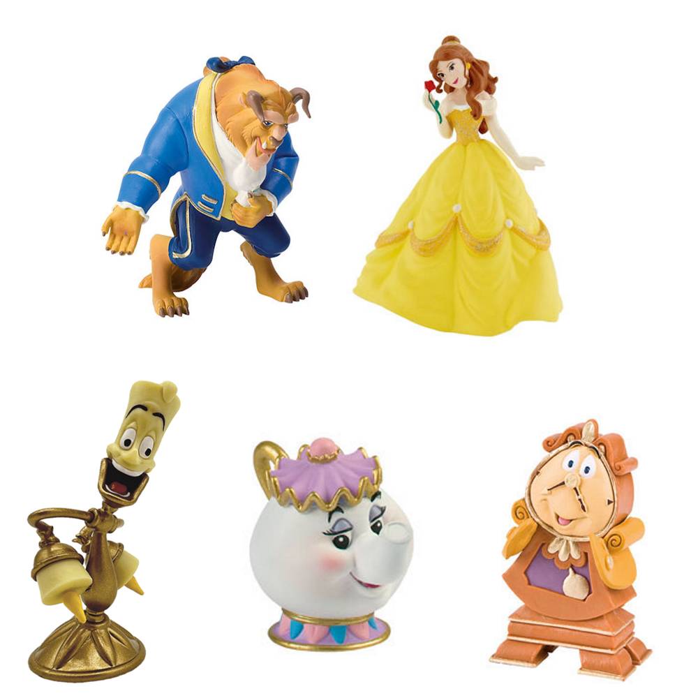 Beauty-and-the-Beast Belle - Schöne und das Biest / Set mit 5 Figuren - Spielfigur - Tortenfigur, Disneyfigur Bullyland 12401