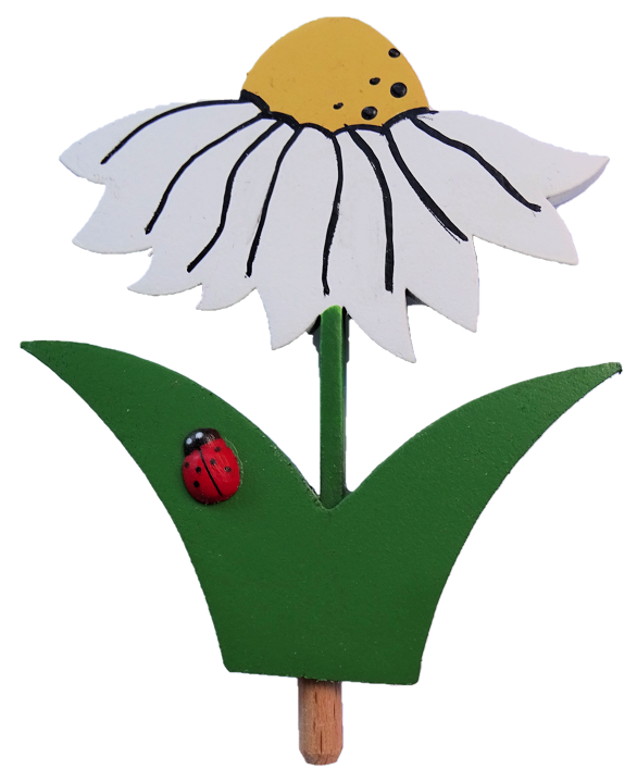 HK-B-007 Blume - Margerite mit Marienkäfer Steckfigur für den großen Kerzenring von Sebastian Design