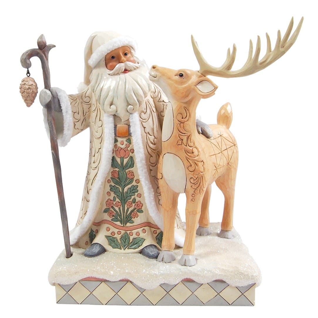 Nature's Wonder White Woodland Weihnachtsmann mit Rentier - 6019313 - Heartwood Creek by Jim Shore