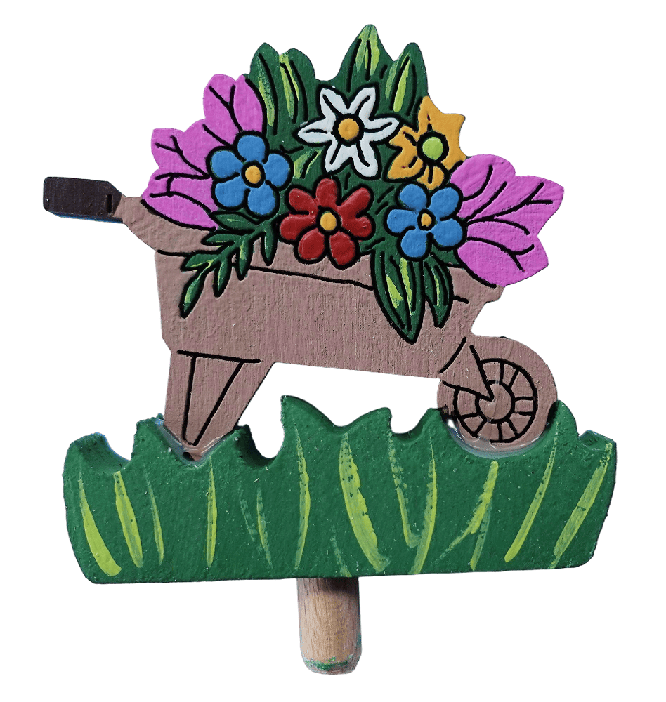 Gartenidylle - Gartenschubkarre mit Sommerblumen - Steckfigur für große Kerzenringe von Sebastian Design Gartenidylle - Gartenschubkarre mit Sommerblumen - Steckfigur für große Kerzenringe von Sebastian Design