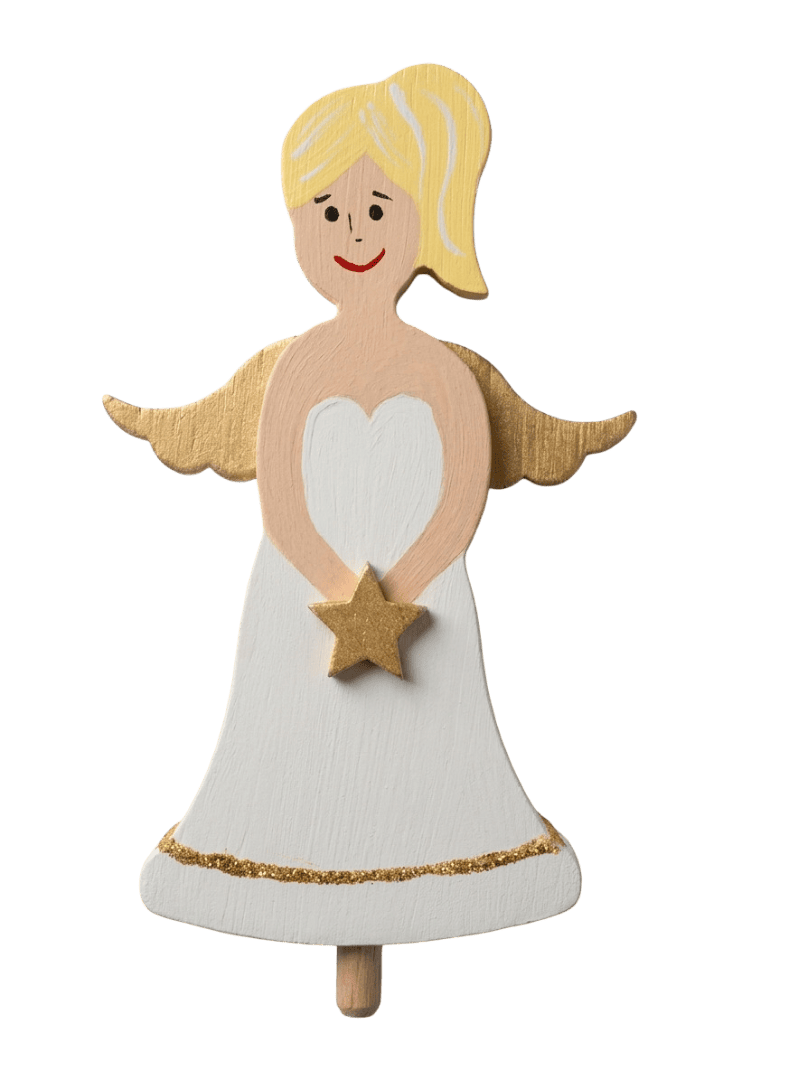 Engel - Engel mit Glockenkleid und Stern, blond / Steckfigur für den großen Kerzenring von Sebastian Design