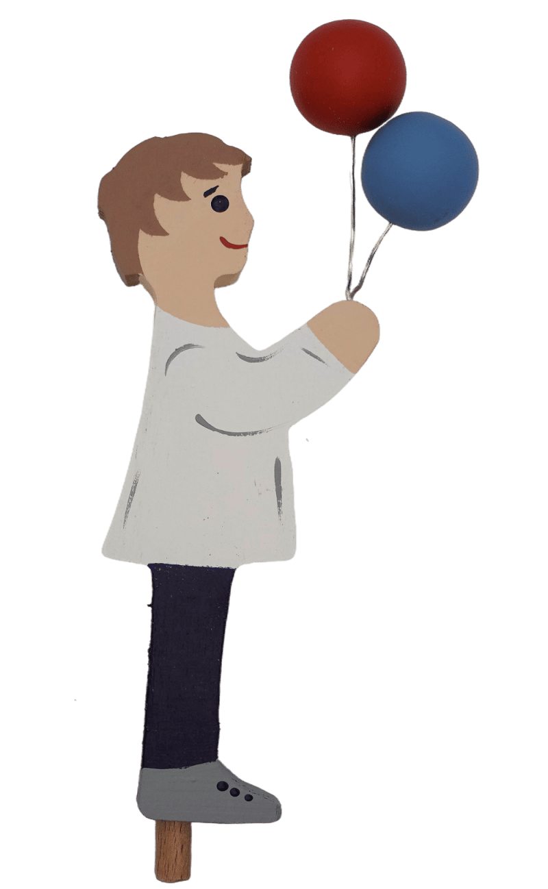 Geburtstagskind - Junge mit Luftballons - Steckfigur für den großen Kerzenring von Sebastian Design Geburtstagskind - Junge mit Luftballons - Steckfigur für den großen Kerzenring von Sebastian Design