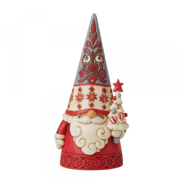 hc-6009499a Jim Shore, Heartwood Creek, Jim Shore Weihnachten, 6009499, Nordic Noel Gnome Small Figurine, Nordic Noel Wichtel mit Tannenbaum, nordisch, skandinavische Dekoration
