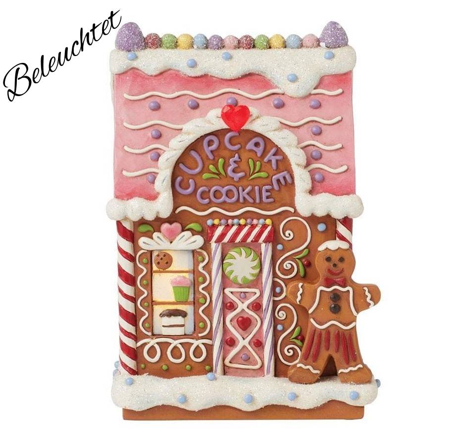 6015519a Jim Shore, Heartwood Creek, Jim Shore Santa, 6015519, Gingerbread LED Bakery, Lebkuchenhaus, Knusperhaus, Baking Spirits Bright, Jim Shore Weihnachtsfigur