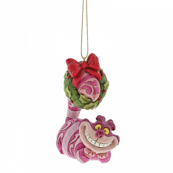 dt-a30358 Disney Traditions , Jim Shore, Cheshire Cat Ornament, Grinsekatze Anhänger, Disneyfigur, Disney Figur, Folkart, Volkskunst, A30358, Weihnachtsanhänger, Tannenbaumanhänger, Christbaumanhänger