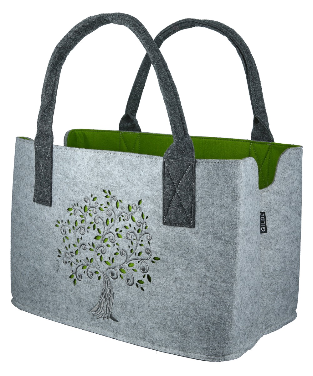 Tasche Lebensbaum hellgrau - Gilde Filztasche 44093 / Einkaufstasche / Strandtasche / Shopper / Handtasche / Tragetasche Tasche Lebensbaum hellgrau - Gilde Filztasche 44093 / Einkaufstasche / Strandtasche / Shopper / Handtasche / Tragetasche
