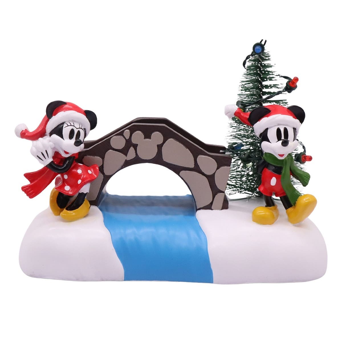 Mini Weihnachtsfigur - Micky und Minnie Maus an der Brücke - DN26391 - Disney Figur von Christmas Inspirations
